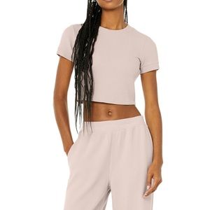 ALO YOGA micro waffle dusty pink set